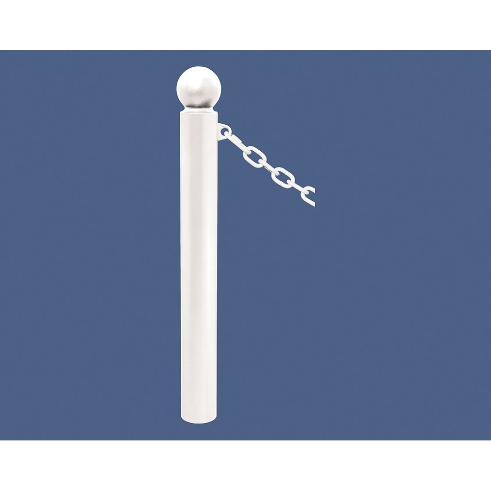 Potelet Province à chaînes RAL9010 - Potelet Ø114mm - 1 anneau - Pommeau Boule - PROCITY - 206523.9010