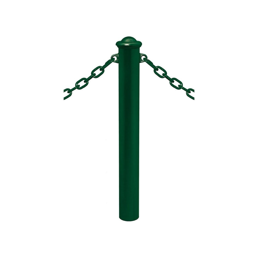 Potelet Province à chaînes RAL6005 - Potelet Ø114mm - 2 anneaux - Pommeau Agora - PROCITY - 206525.6005