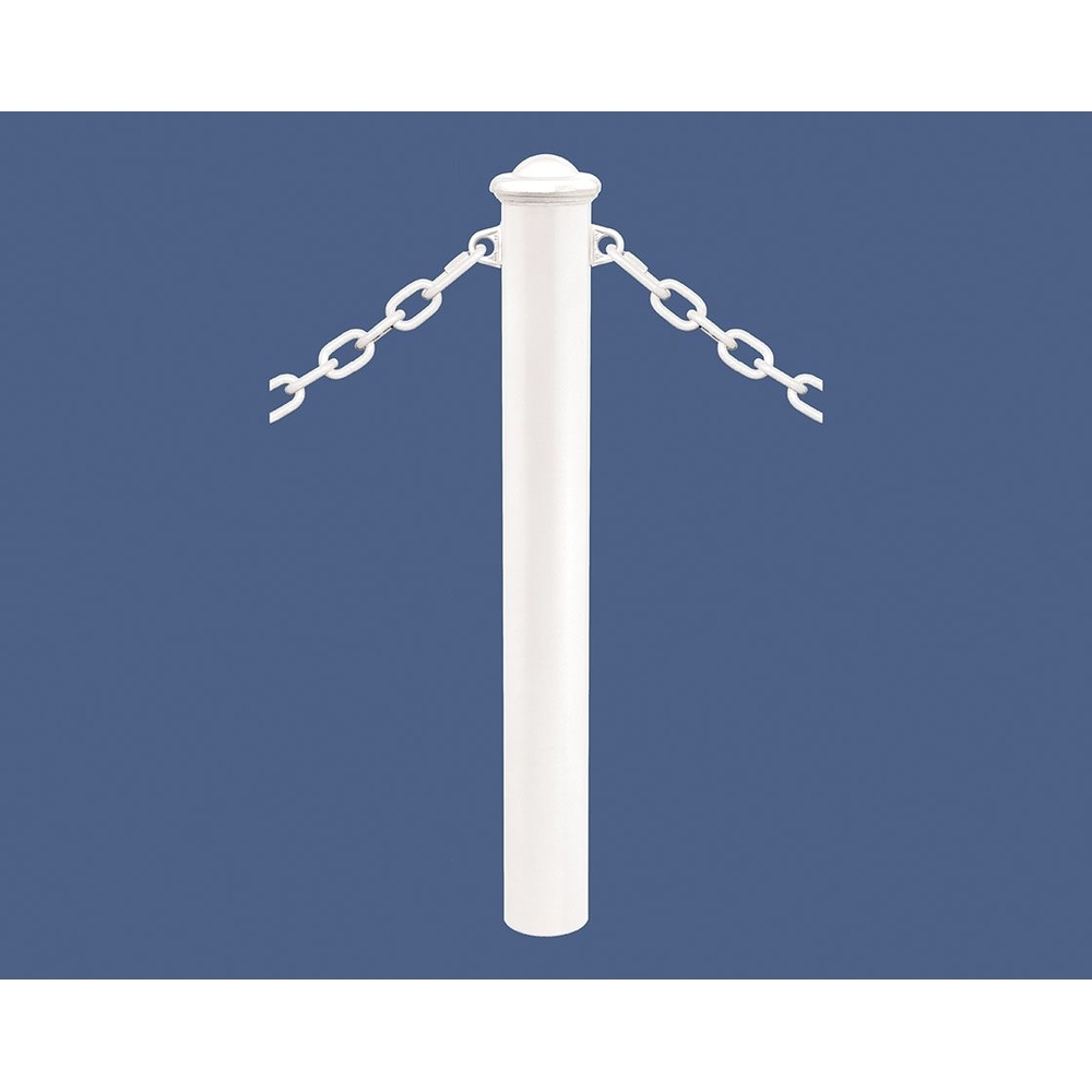 Potelet Province à chaînes RAL9010 - Potelet Ø114mm - 2 anneaux - Pommeau Agora - PROCITY - 206525.9010