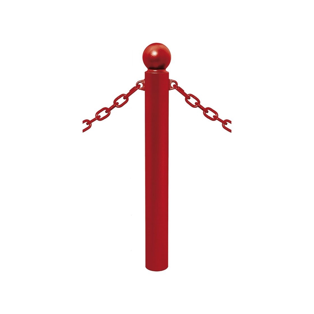 Potelet Province à chaînes RAL3004 - Potelet Ø114mm - 2 anneaux - Pommeau Boule - PROCITY - 206526.3004