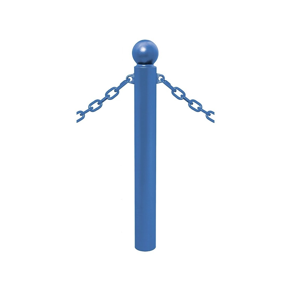 Potelet Province à chaînes RAL5010 - Potelet Ø114mm - 2 anneaux - Pommeau Boule - PROCITY - 206526.5010