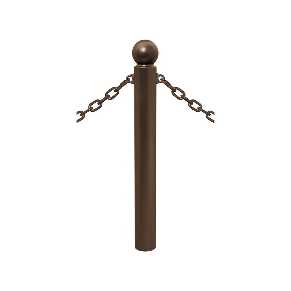 Potelet Province à chaînes RAL8017 - Potelet Ø114mm - 2 anneaux - Pommeau Boule - PROCITY - 206526.8017