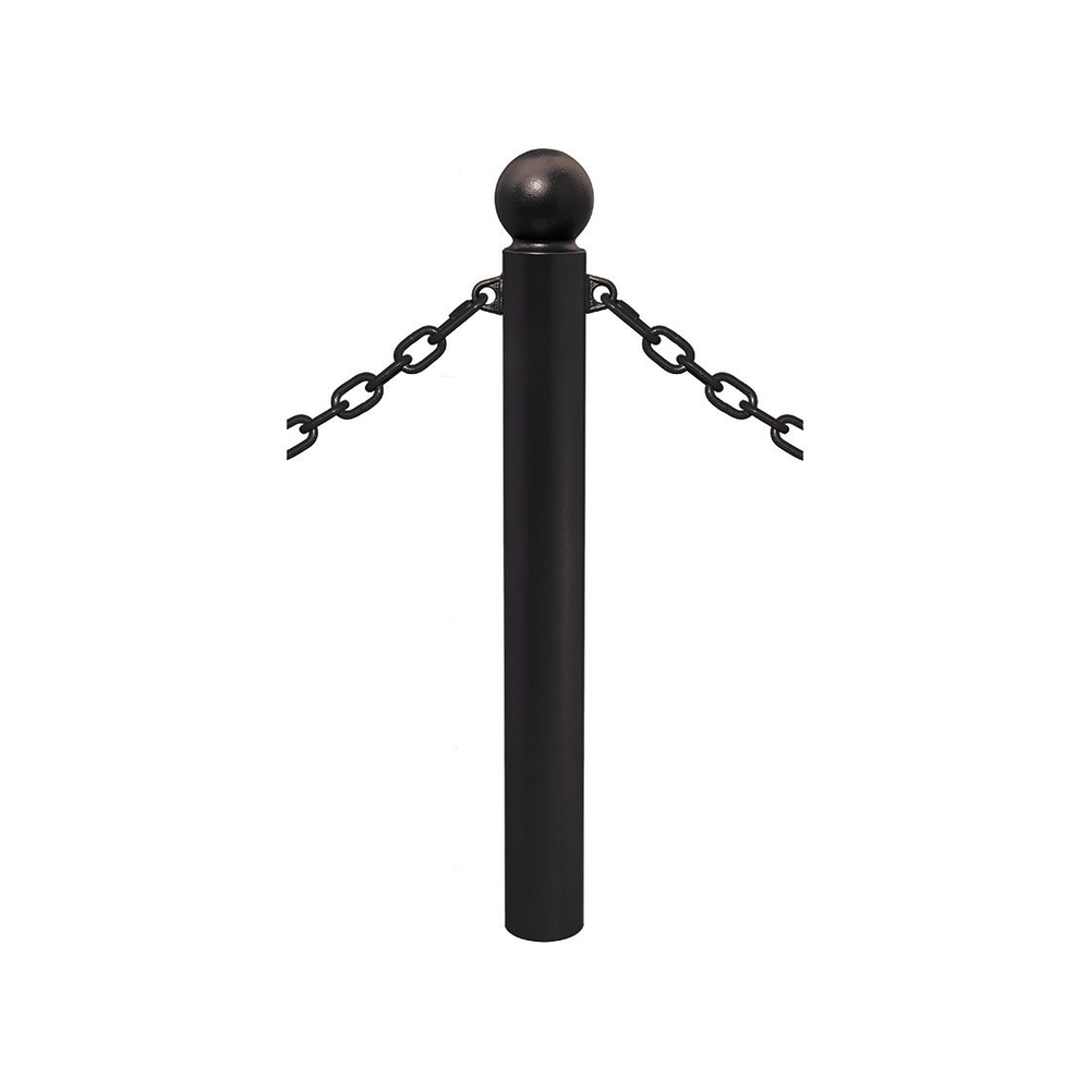 Potelet Province à chaînes RAL9005 - Potelet Ø114mm - 2 anneaux - Pommeau Boule - PROCITY - 206526.9005