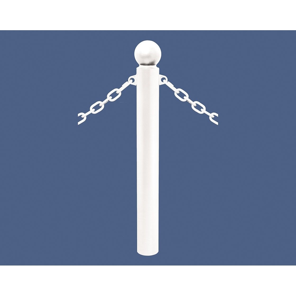 Potelet Province à chaînes RAL9010 - Potelet Ø114mm - 2 anneaux - Pommeau Boule - PROCITY - 206526.9010