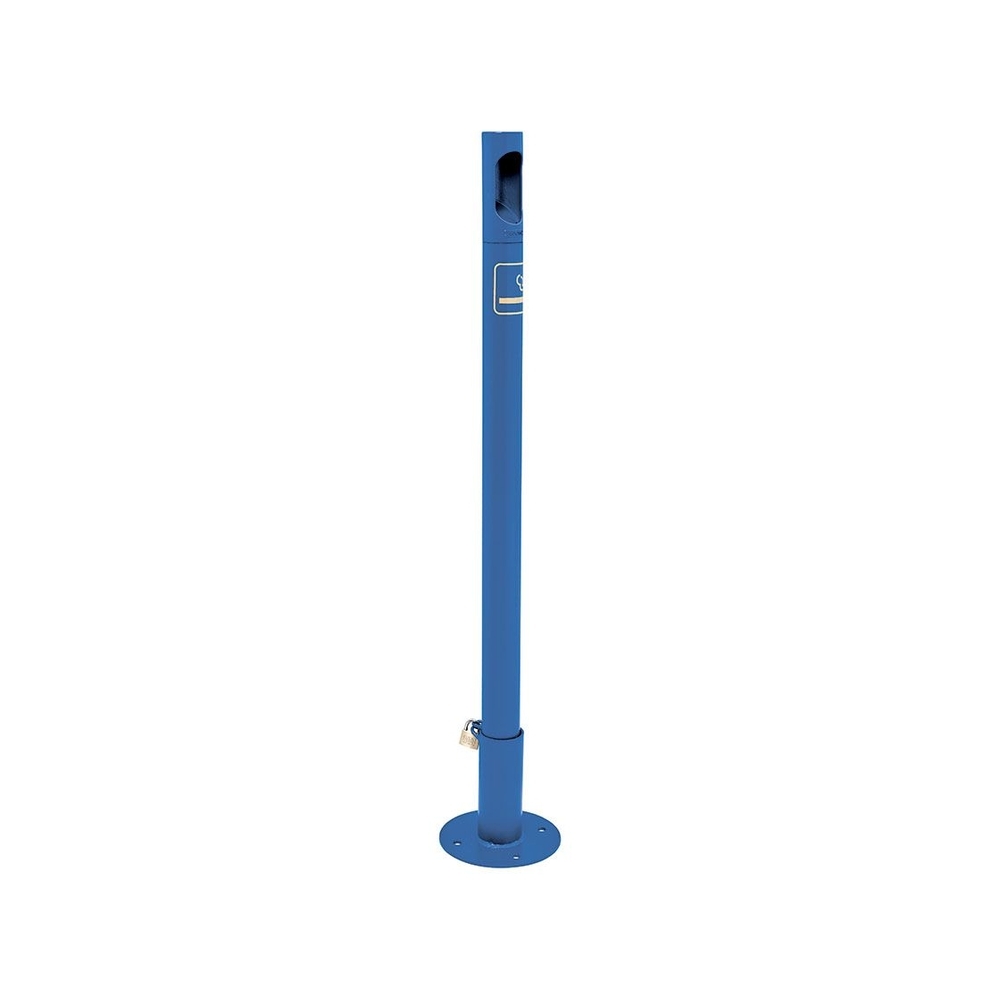 Potelet - cigarette RAL5010 - Potelet sur fourreau-platine à fixer au sol - PROCITY - 206581.5010