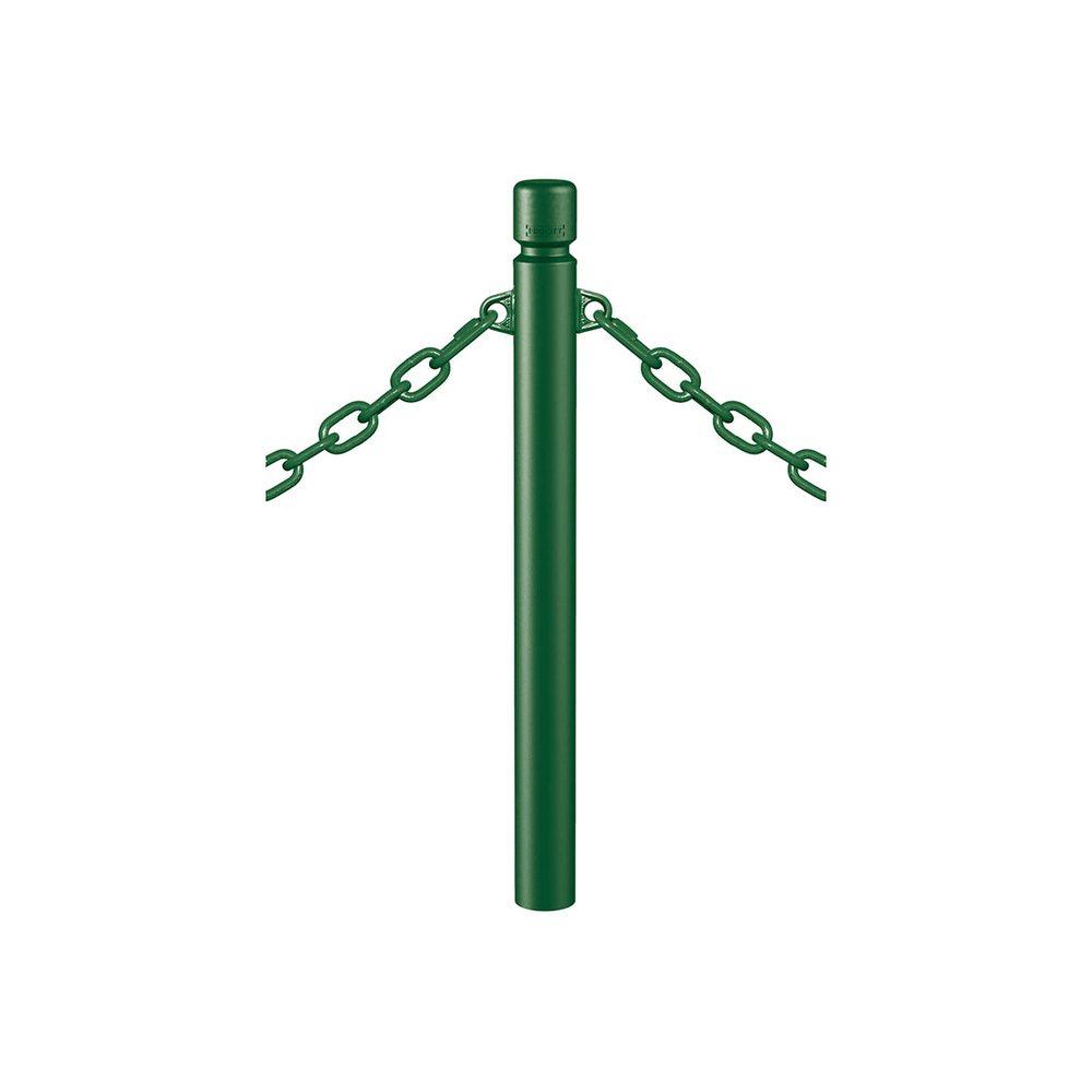 Potelet Agglo à chaînes RAL6005 - Potelet Ø76mm - 2 anneaux - PROCITY - 206752.6005