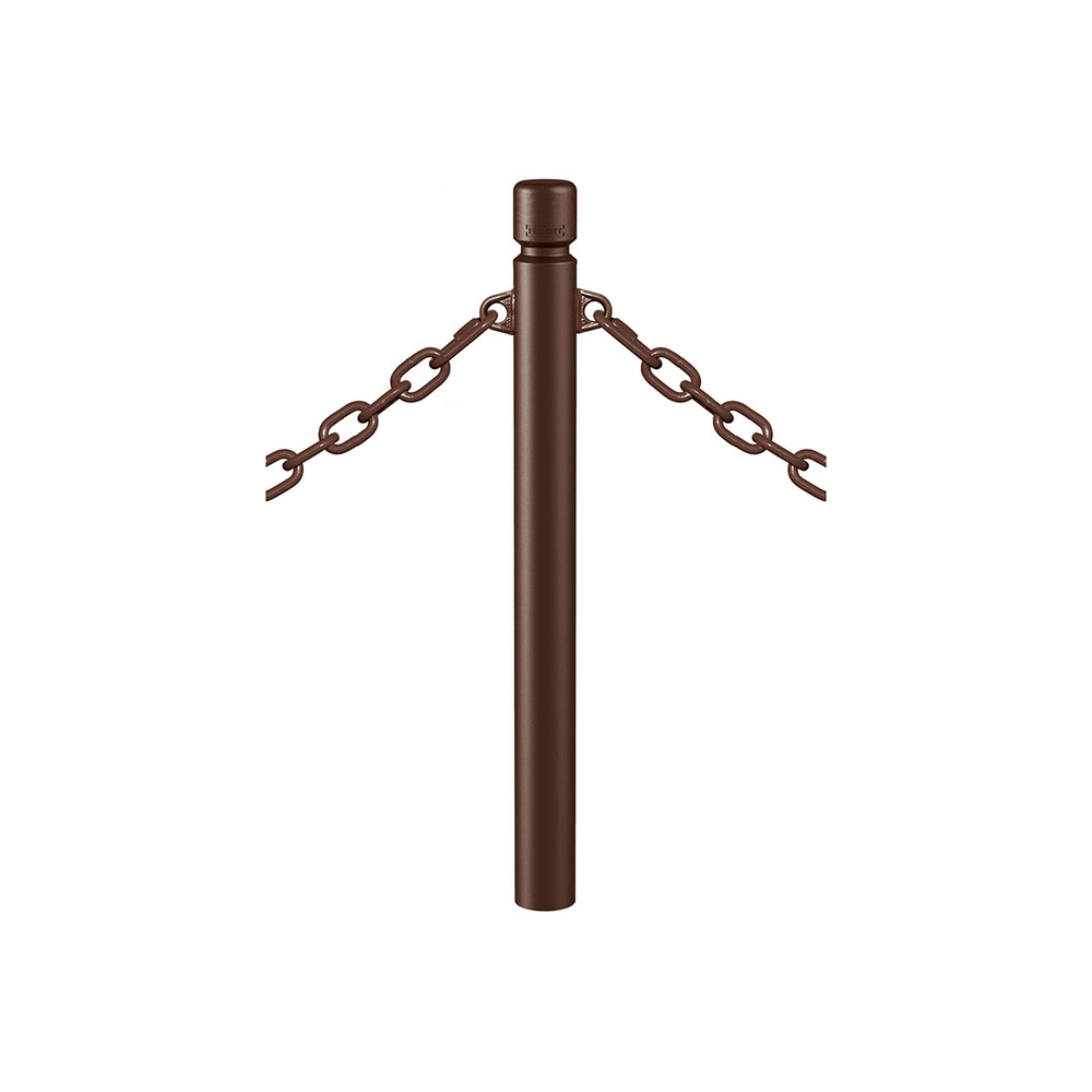 Potelet Agglo à chaînes RAL8017 - Potelet Ø76mm - 2 anneaux - PROCITY - 206752.8017