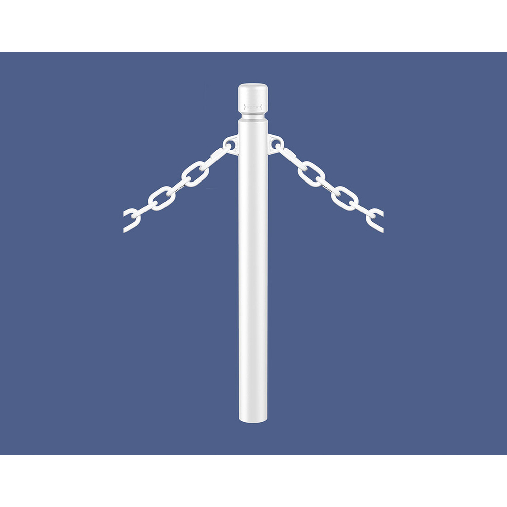 Potelet Agglo à chaînes RAL9010 - Potelet Ø76mm - 2 anneaux - PROCITY - 206752.9010