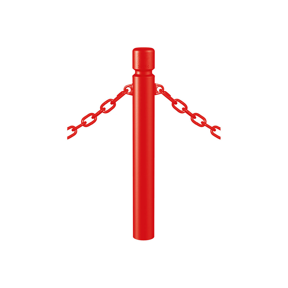 Potelet Agglo à chaînes RAL3020 - Potelet Ø102mm - 2 anneaux - PROCITY - 206756.3020