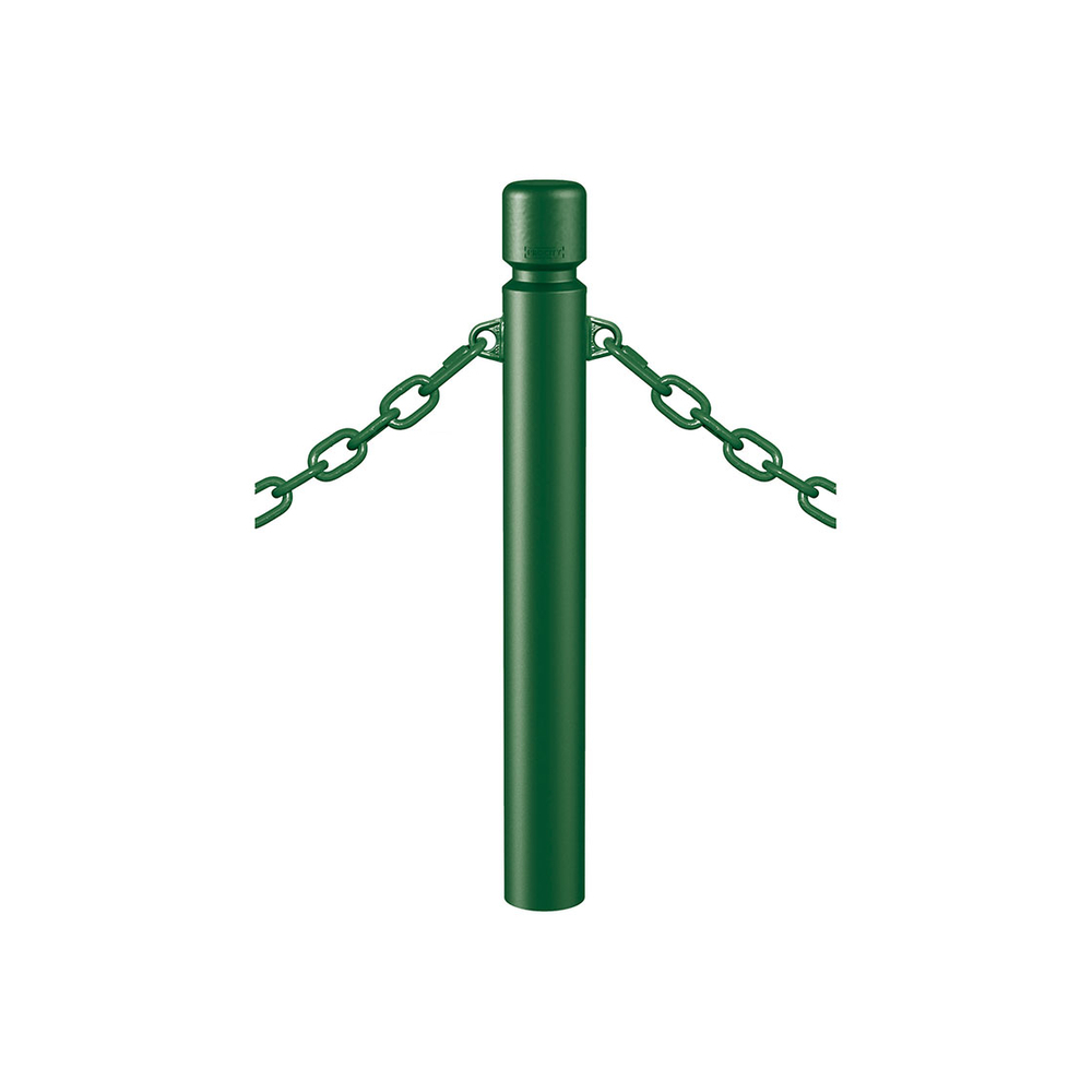 Potelet Agglo à chaînes RAL6005 - Potelet Ø102mm - 2 anneaux - PROCITY - 206756.6005