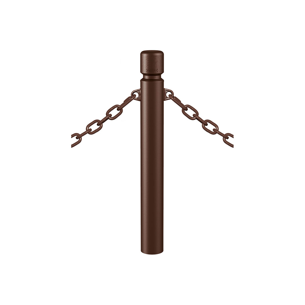 Potelet Agglo à chaînes RAL8017 - Potelet Ø102mm - 2 anneaux - PROCITY - 206756.8017