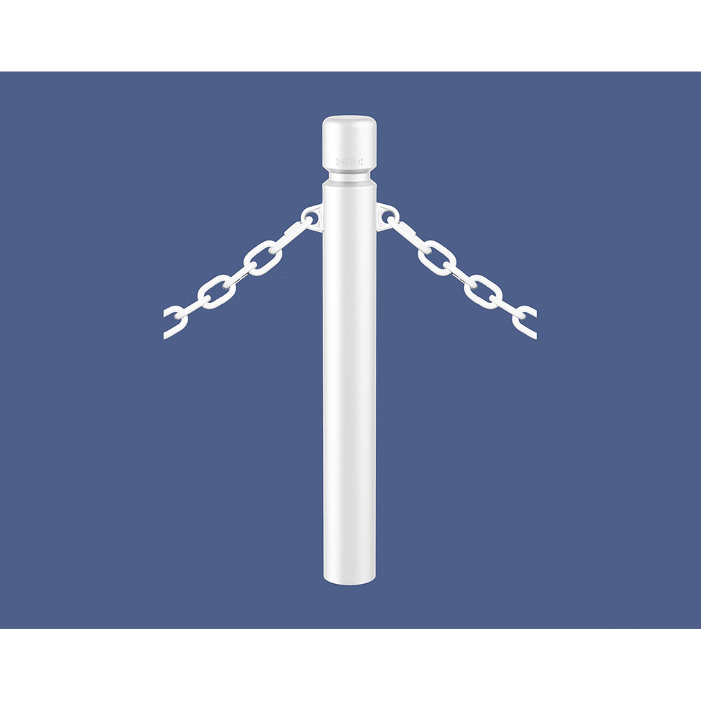 Potelet Agglo à chaînes RAL9010 - Potelet Ø102mm - 2 anneaux - PROCITY - 206756.9010