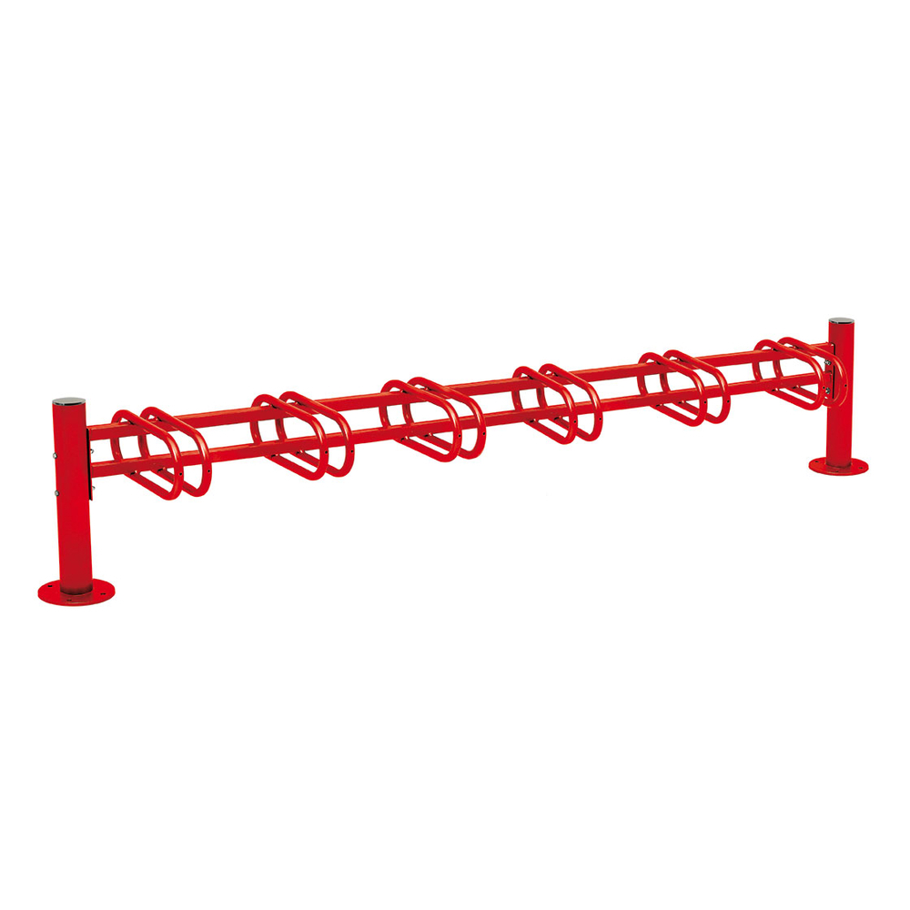 Support cycles Province Inox brossé RAL3020 - 6 places - simple face - PROCITY - 207314.3020
