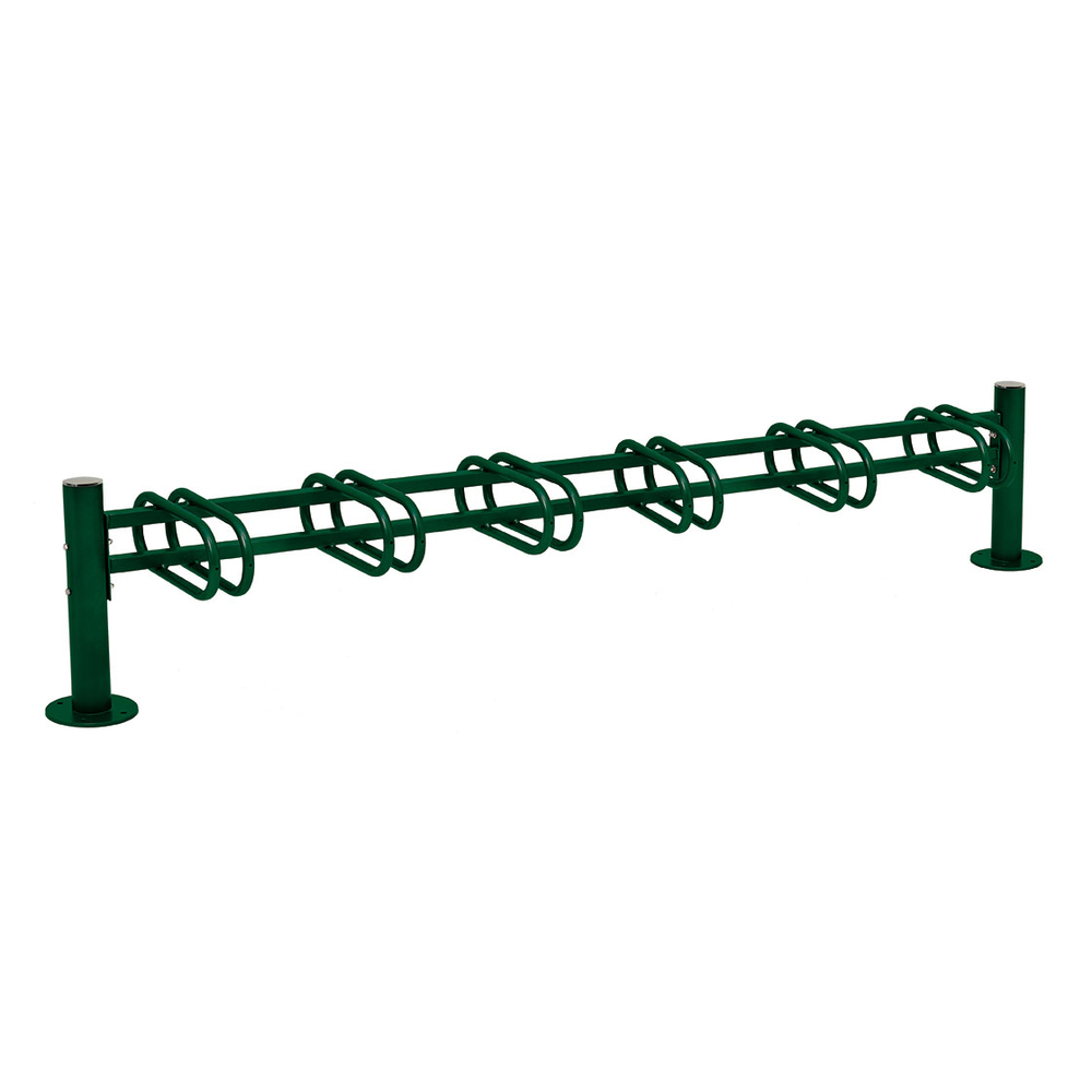 Support cycles Province Inox brossé RAL6005 - 6 places - simple face - PROCITY - 207314.6005