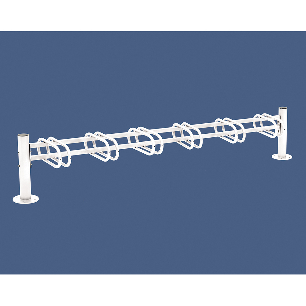 Support cycles Province Inox brossé RAL9010 - 6 places - simple face - PROCITY - 207314.9010