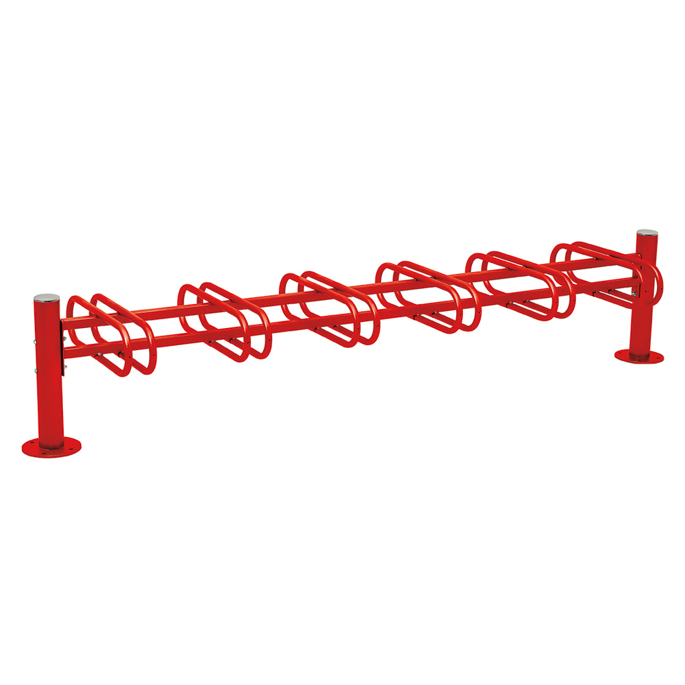 Support cycles Province Inox brossé RAL3020 - 6 places - double face - PROCITY - 207323.3020