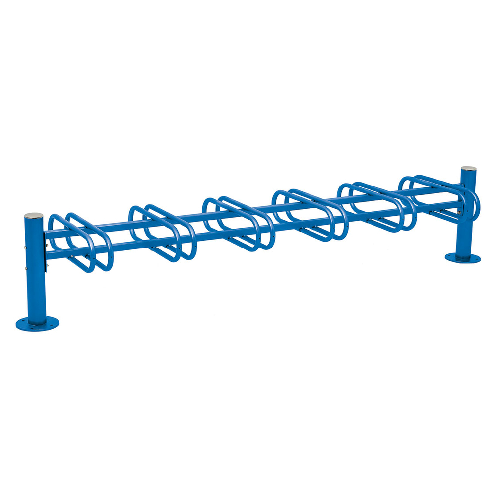 Support cycles Province Inox brossé RAL5010 - 6 places - double face - PROCITY - 207323.5010