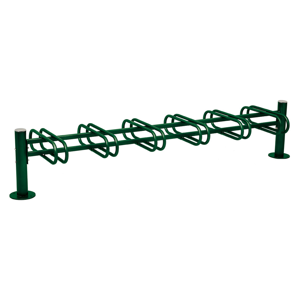 Support cycles Province Inox brossé RAL6005 - 6 places - double face - PROCITY - 207323.6005