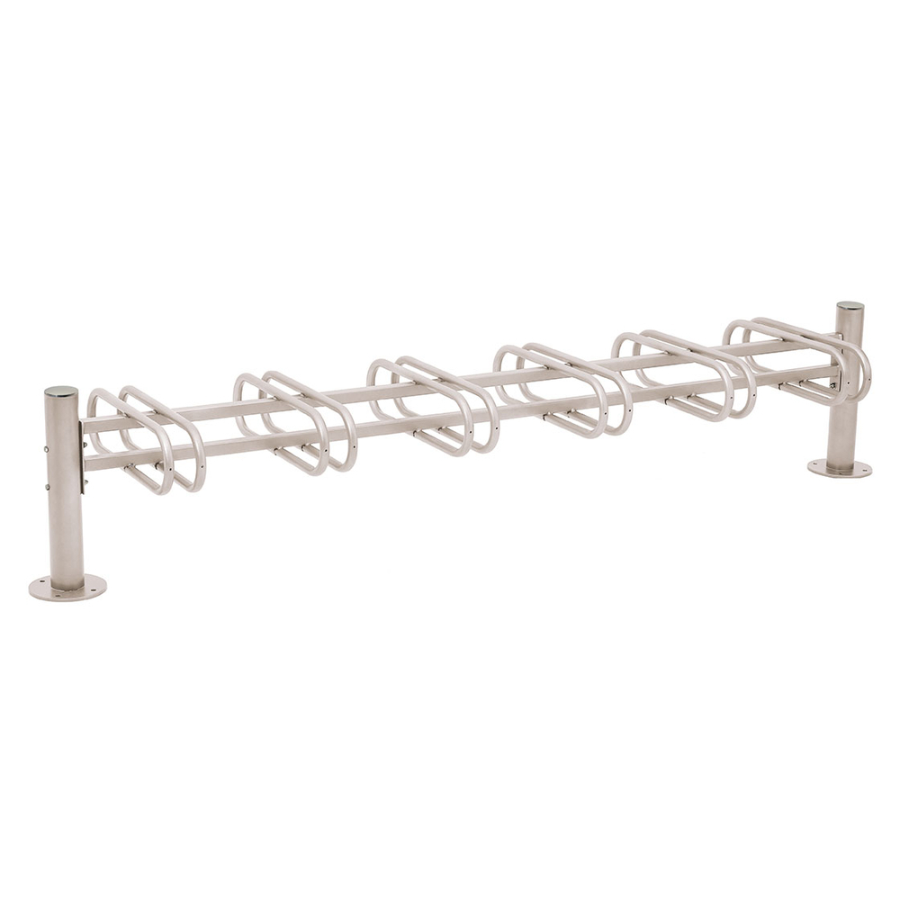 Support cycles Province Inox brossé RAL7044 - 6 places - double face - PROCITY - 207323.7044