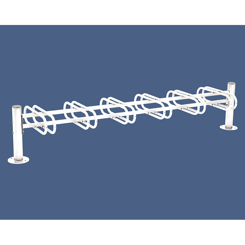 Support cycles Province Inox brossé RAL9010 - 6 places - double face - PROCITY - 207323.9010
