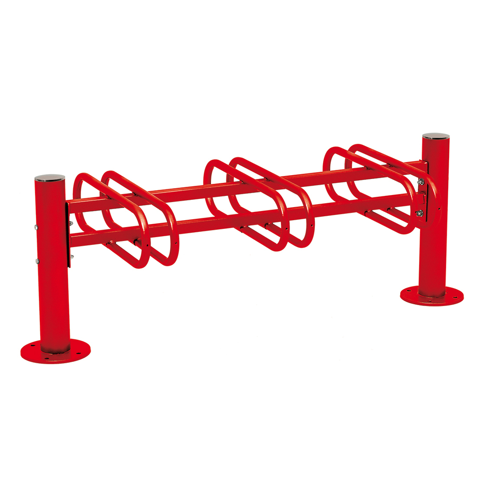 Support cycles Province Inox brossé RAL3020 - 3 places - double face - PROCITY - 207353.3020
