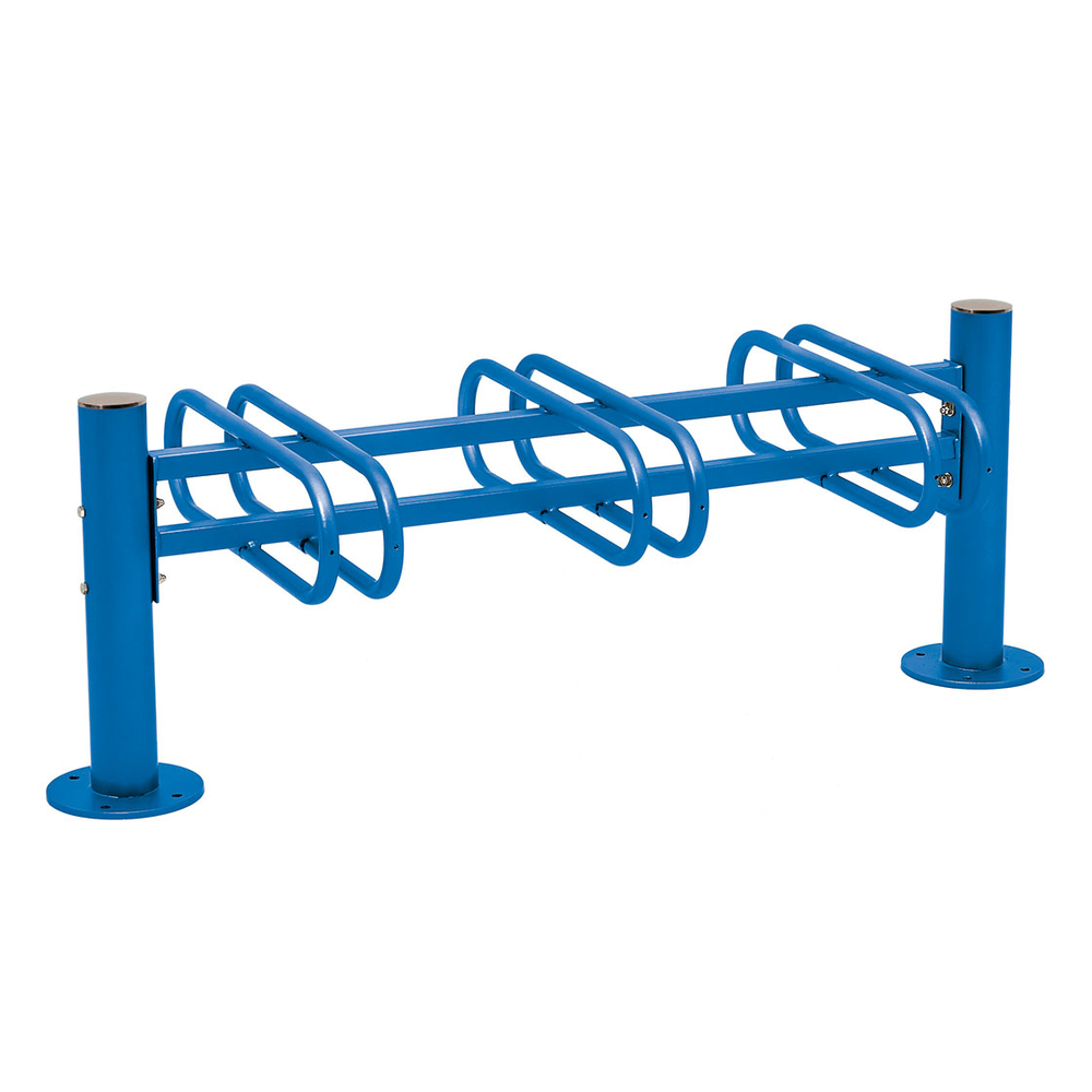 Support cycles Province Inox brossé RAL5010 - 3 places - double face - PROCITY - 207353.5010