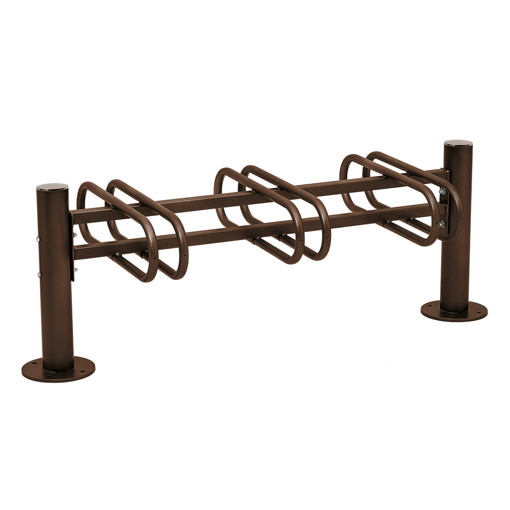 Support cycles Province Inox brossé RAL8017 - 3 places - double face - PROCITY - 207353.8017
