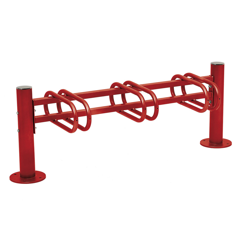 Support cycles Province Inox brossé RAL3004 - 3 places - simple face - PROCITY - 207364.3004