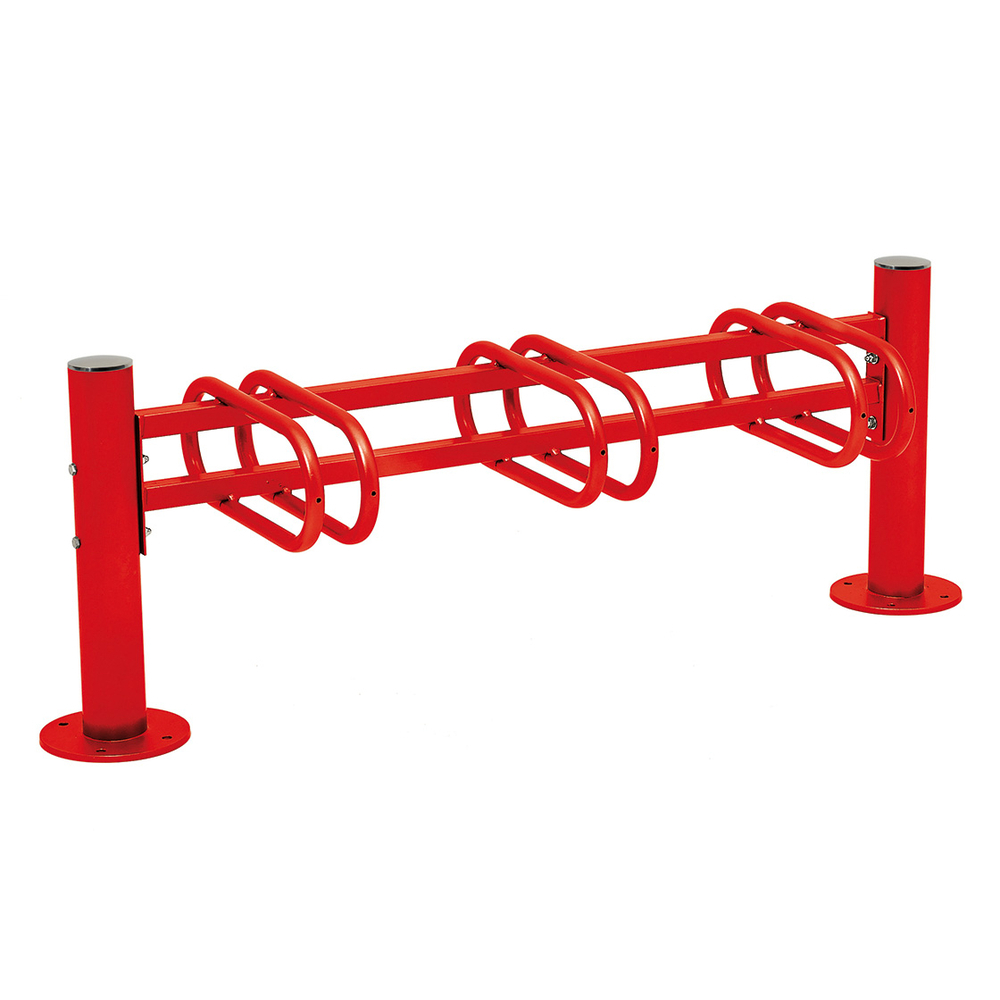 Support cycles Province Inox brossé RAL3020 - 3 places - simple face - PROCITY - 207364.3020