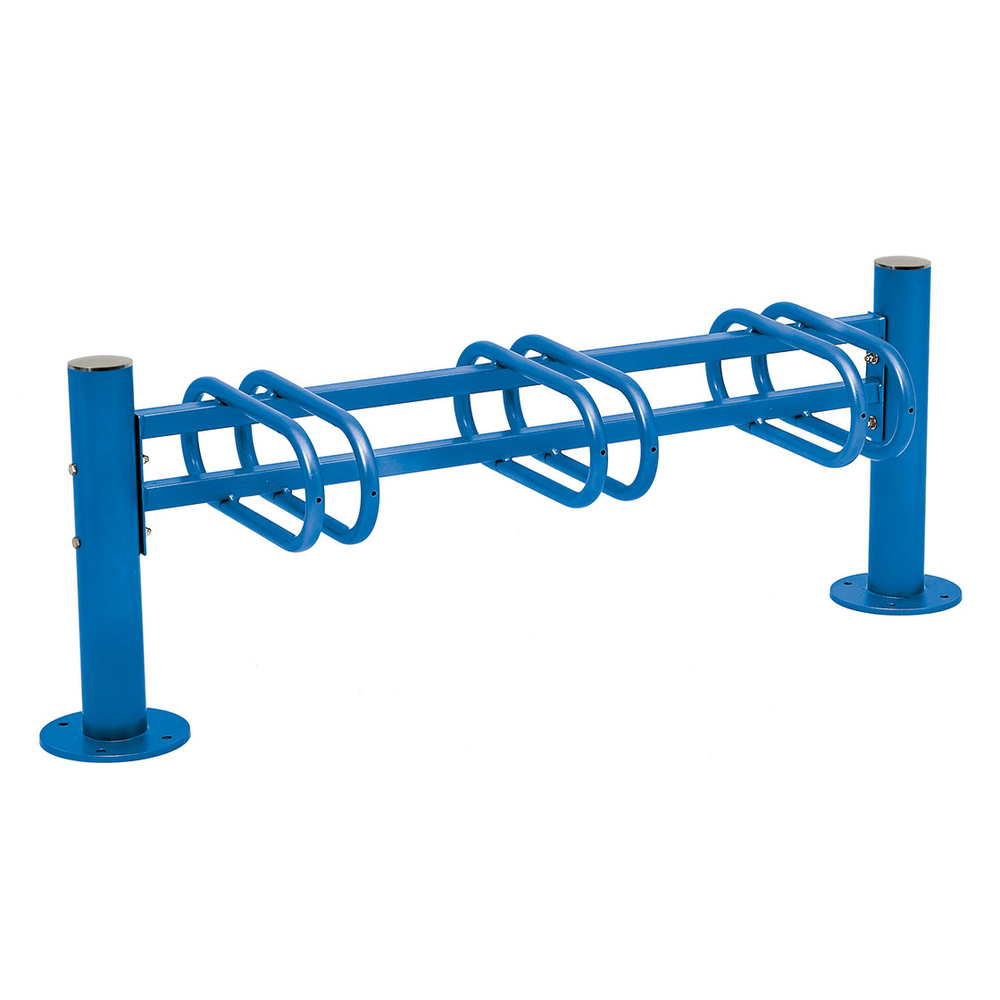 Support cycles Province Inox brossé RAL5010 - 3 places - simple face - PROCITY - 207364.5010