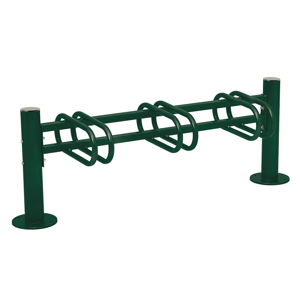 Support cycles Province Inox brossé RAL6005 - 3 places - simple face - PROCITY - 207364.6005