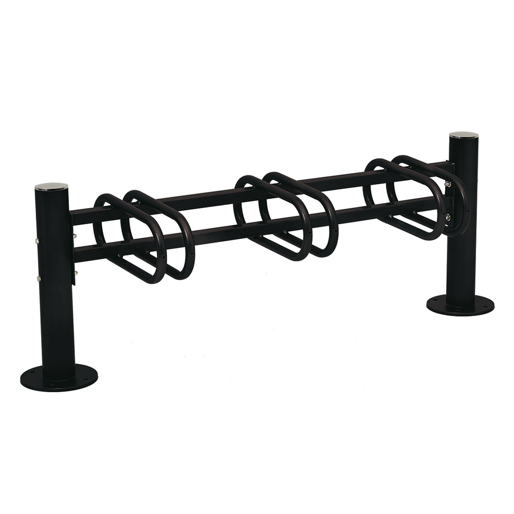 Support cycles Province Inox brossé RAL9005 - 3 places - simple face - PROCITY - 207364.9005