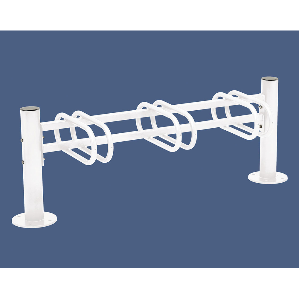 Support cycles Province Inox brossé RAL9010 - 3 places - simple face - PROCITY - 207364.9010