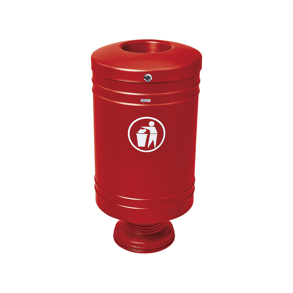 Corbeille Gascogne socle en fonte 60 litres RAL3004 - Socle en fonte - PROCITY - 208100.3004