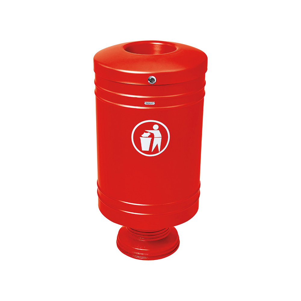 Corbeille Gascogne socle en fonte 60 litres RAL3020 - Socle en fonte - PROCITY - 208100.3020
