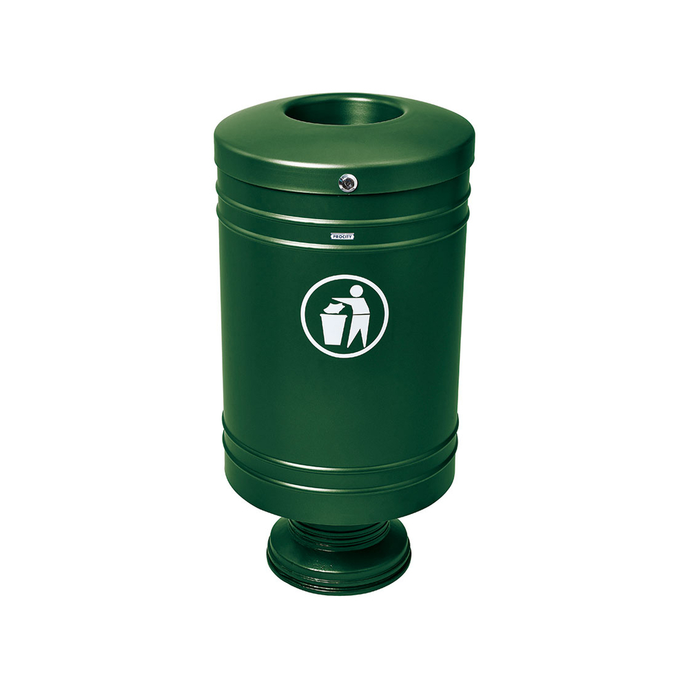 Corbeille Gascogne socle en fonte 60 litres RAL6005 - Socle en fonte - PROCITY - 208100.6005