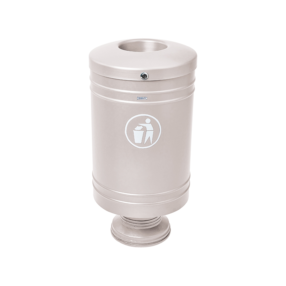 Corbeille Gascogne socle en fonte 60 litres RAL7044 - Socle en fonte - PROCITY - 208100.7044