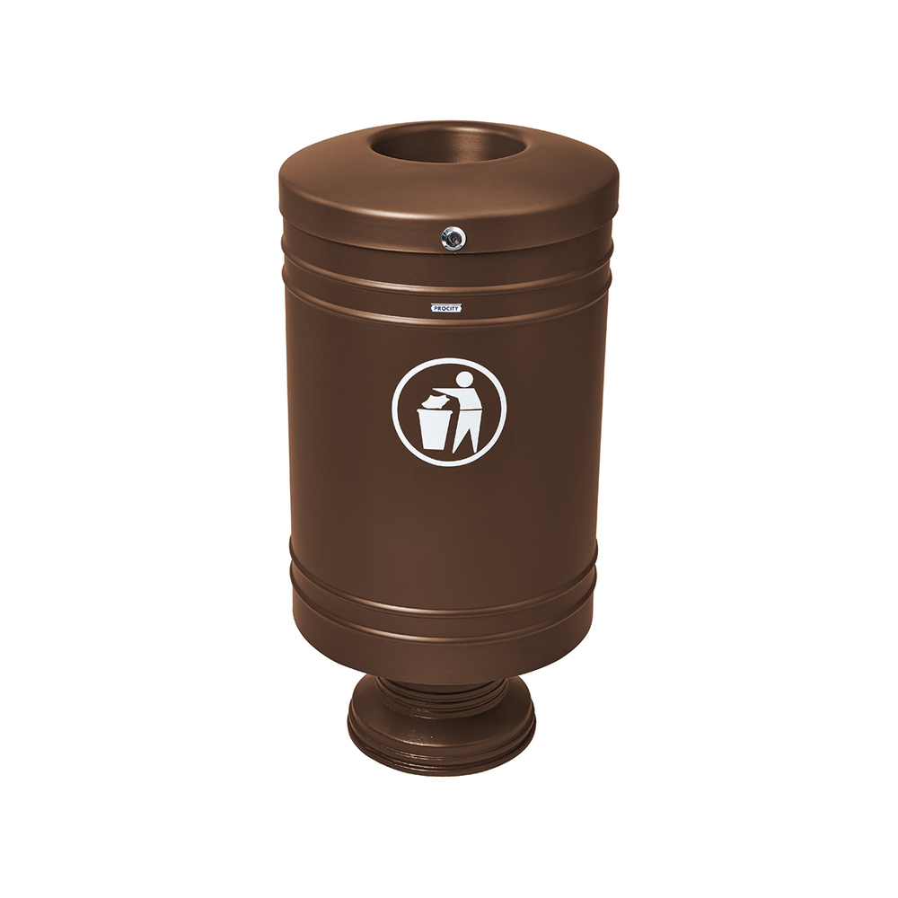 Corbeille Gascogne socle en fonte 60 litres RAL8017 - Socle en fonte - PROCITY - 208100.8017