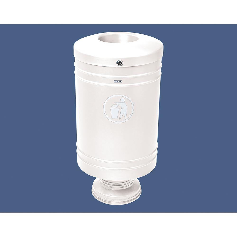 Corbeille Gascogne socle en fonte 60 litres RAL9010 - Socle en fonte - PROCITY - 208100.9010