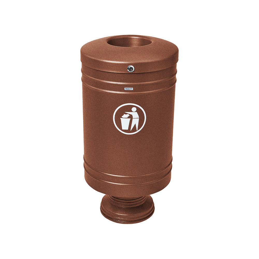 Corbeille Gascogne socle en fonte 60 litres Aspect Corten - Socle en fonte - PROCITY - 208100.S025
