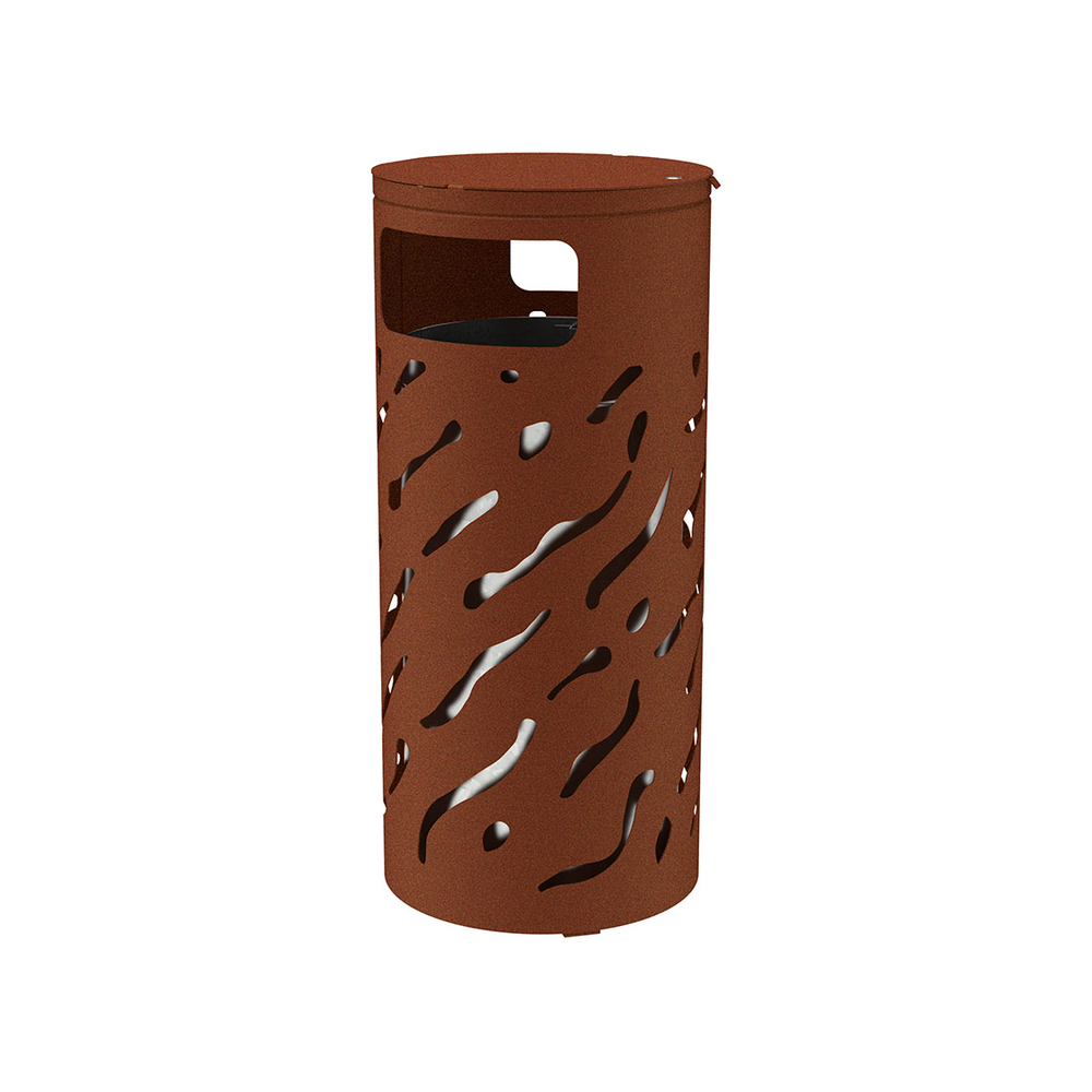 Corbeille Venise couvercle réhaussé 80 litres Aspect Corten - Couvercle rehaussé seau Galva - PROCITY - 208103.S025