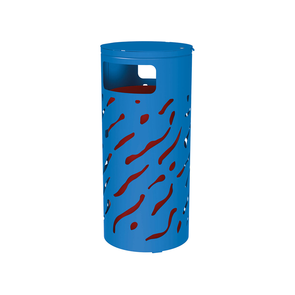Corbeille Venise couvercle réhaussé 80 litres RAL5010 - Couvercle rehaussé seau peint sur Galva - PROCITY - 208107.5010