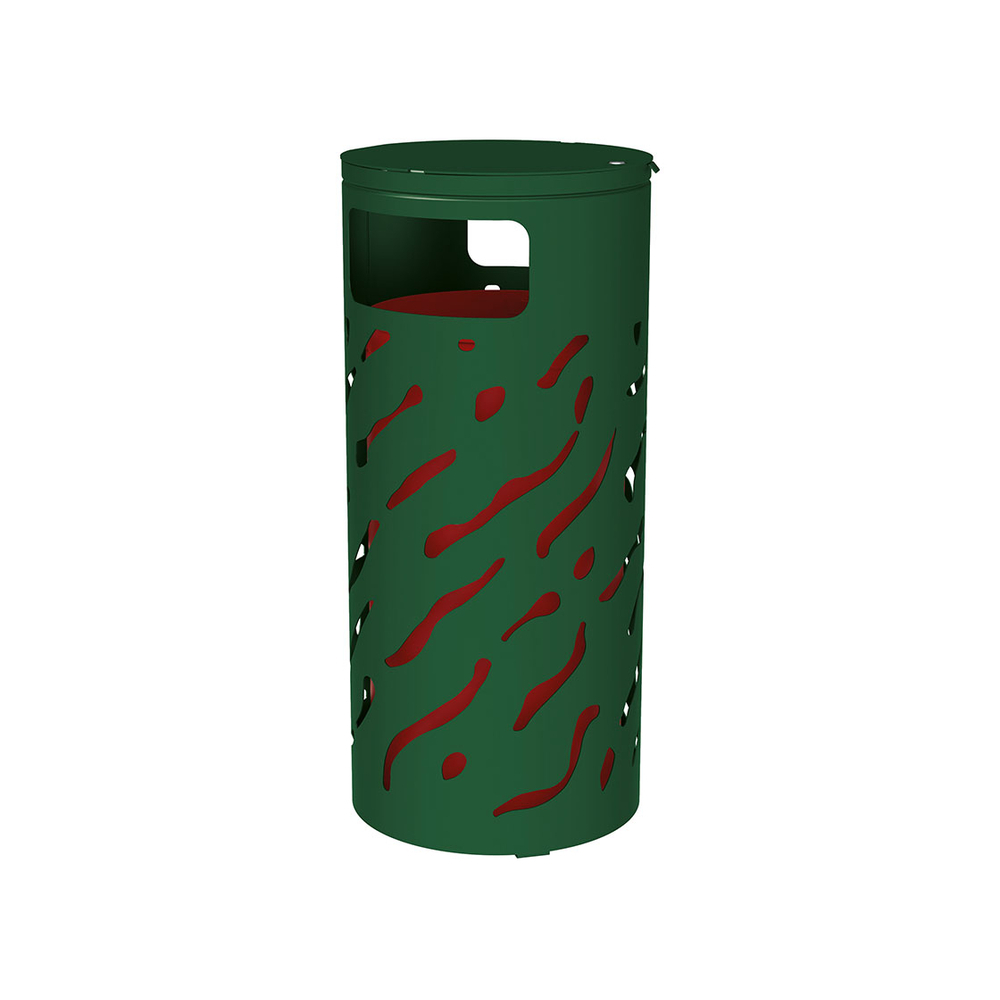 Corbeille Venise couvercle réhaussé 80 litres RAL6005 - Couvercle rehaussé seau peint sur Galva - PROCITY - 208107.6005