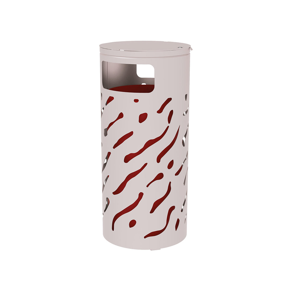 Corbeille Venise couvercle réhaussé 80 litres RAL7044 - Couvercle rehaussé seau peint sur Galva - PROCITY - 208107.7044