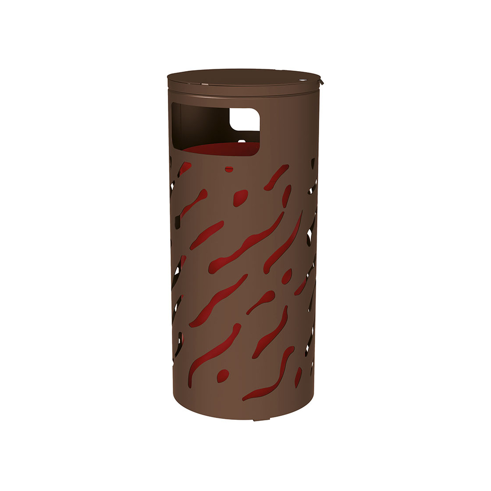 Corbeille Venise couvercle réhaussé 80 litres RAL8017 - Couvercle rehaussé seau peint sur Galva - PROCITY - 208107.8017