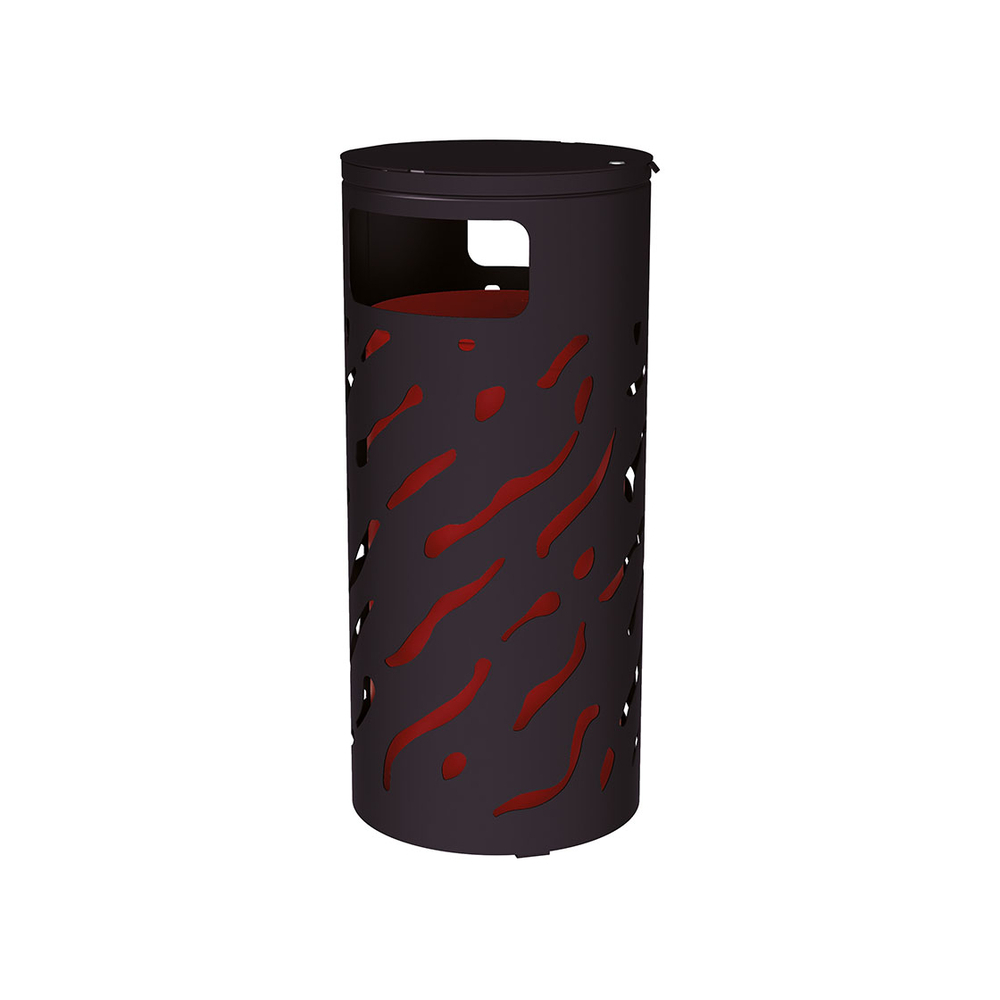 Corbeille Venise couvercle réhaussé 80 litres RAL9005 - Couvercle rehaussé seau peint sur Galva - PROCITY - 208107.9005