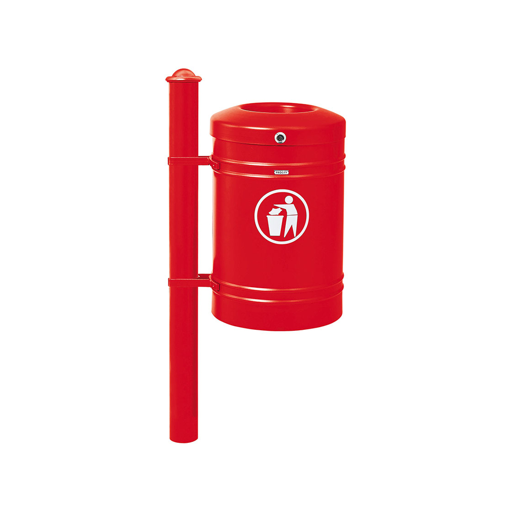 Corbeille Guyenne Agora 40 litres RAL3020 - Pied latéral - PROCITY - 208118.3020