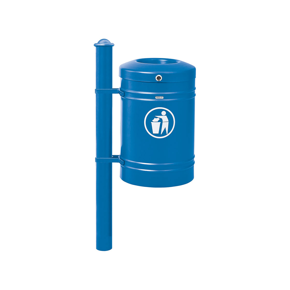 Corbeille Guyenne Agora 40 litres RAL5010 - Pied latéral - PROCITY - 208118.5010