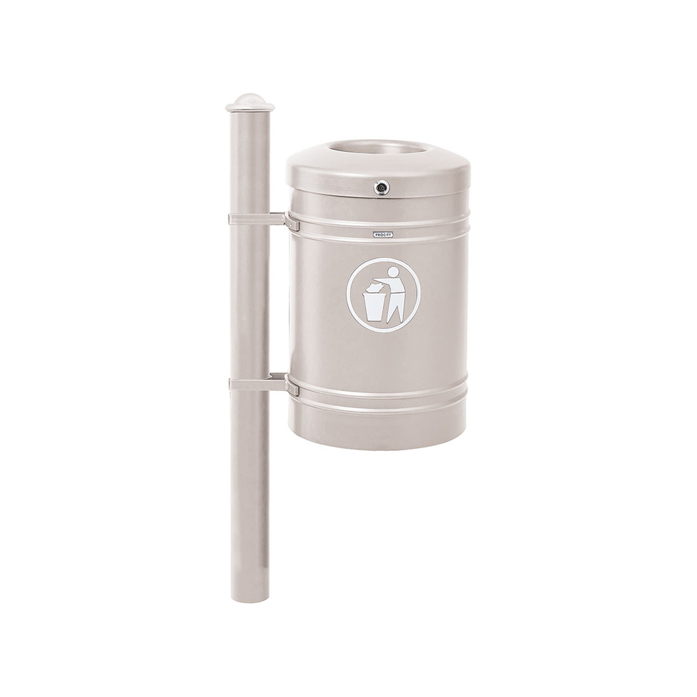 Corbeille Guyenne Agora 40 litres RAL7044 - Pied latéral - PROCITY - 208118.7044