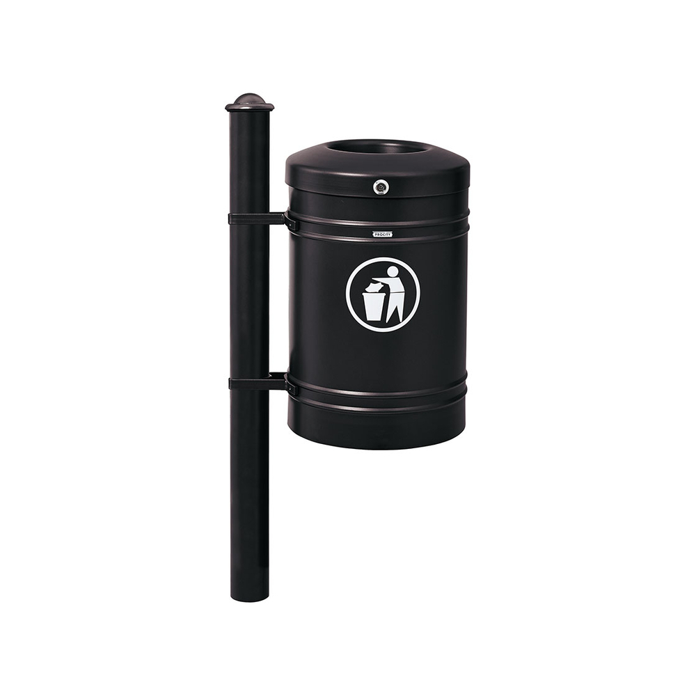 Corbeille Guyenne Agora 40 litres RAL9005 - Pied latéral - PROCITY - 208118.9005